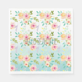 Servilleta De Papel Aqua Ombre Flor Amarilla Rosa