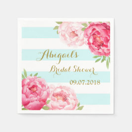 Servilleta De Papel Aqua Stripes color de agua rosado Noche Ducha Napk