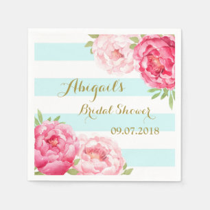 Servilleta De Papel Aqua Stripes color de agua rosado Noche Ducha Napk