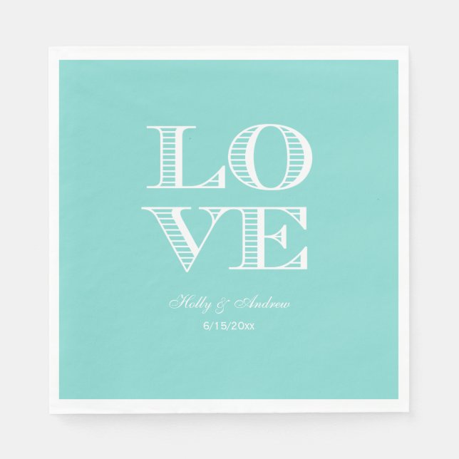 Servilleta De Papel Aqua turquesa, servilletas de amor blancas (Anverso)