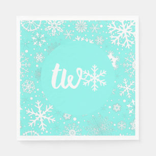 Servilleta De Papel Aqua Winter Second Birday Snowflake