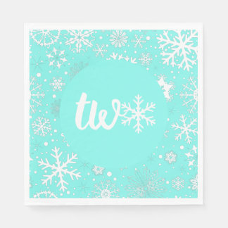 Servilleta De Papel Aqua Winter Second Birday Snowflake