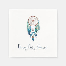 Servilleta De Papel Aquamarine Watercolor Dreamcatcher Baby Shower