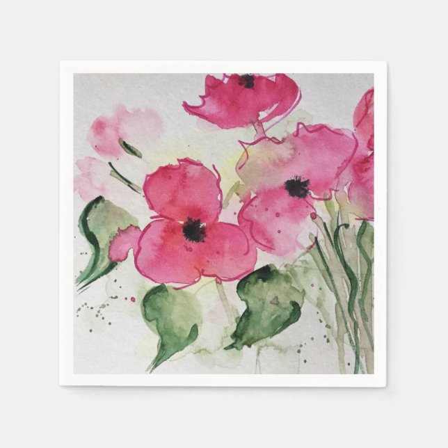 Servilleta De Papel Aquarell rosa Blumen (Anverso)