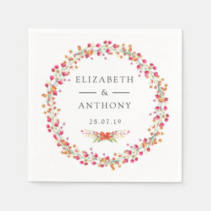 Servilleta De Papel Aquarelle Wildflower Spring Wedding