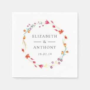 Servilleta De Papel Aquarelle Wildflower Spring Wedding