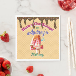 Servilleta De Papel Aquí está la invitación de cono de waffle Scoop
