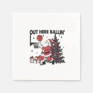 Servilleta De Papel Aquí fuera jugando baloncesto deporte Navidad