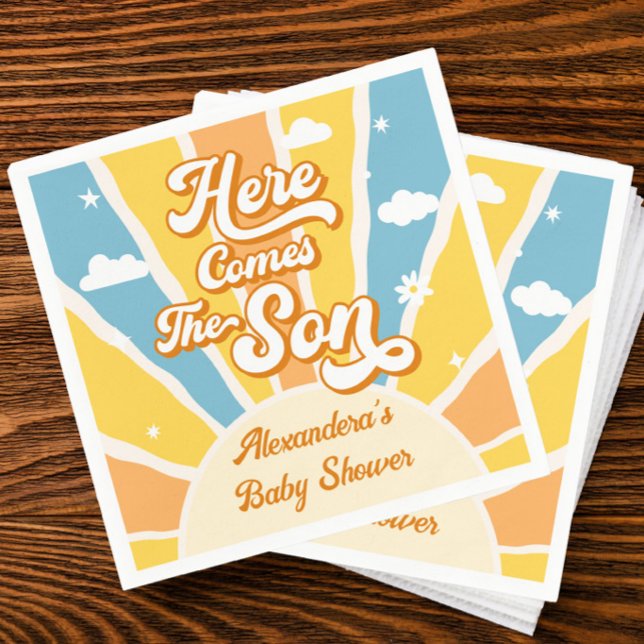 Servilleta De Papel Aquí viene el Baby Shower del hijo (Subido por el creador)