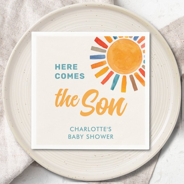 Servilleta De Papel Aquí Viene El Baby Shower Del Hijo (Subido por el creador)