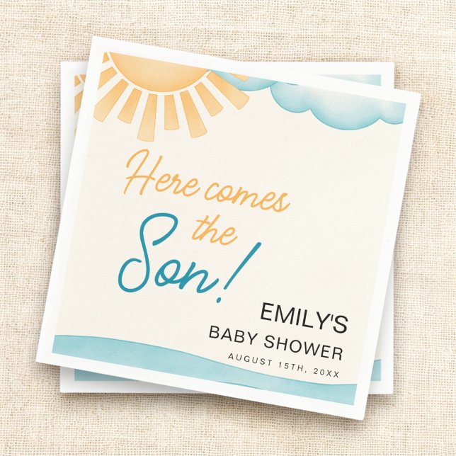 Servilleta De Papel Aquí viene el Baby Shower del niño (Subido por el creador)
