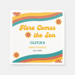 Servilleta De Papel Aquí viene el Fiesta de Baby Shower Son Retro Boy