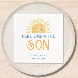 Servilleta De Papel Aquí viene el hijo Baby Shower