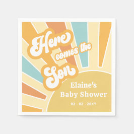 Servilleta De Papel Aquí viene el hijo boho retro bebé ducha