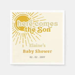 Servilleta De Papel Aquí viene el hijo boho retro bebé ducha
