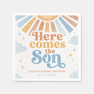 Servilleta De Papel Aquí viene el hijo Boho Retro Sunshine Baby Shower