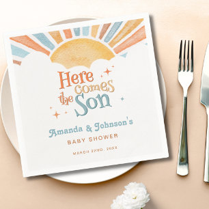 Servilleta De Papel Aquí viene el hijo Ducha de bebé Niño Sol