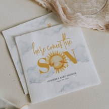 Aquí viene el hijo ducha de bebé Sunshine