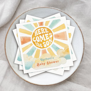 Servilleta De Papel Aquí viene el hijo Retro Sunshine Baby Shower