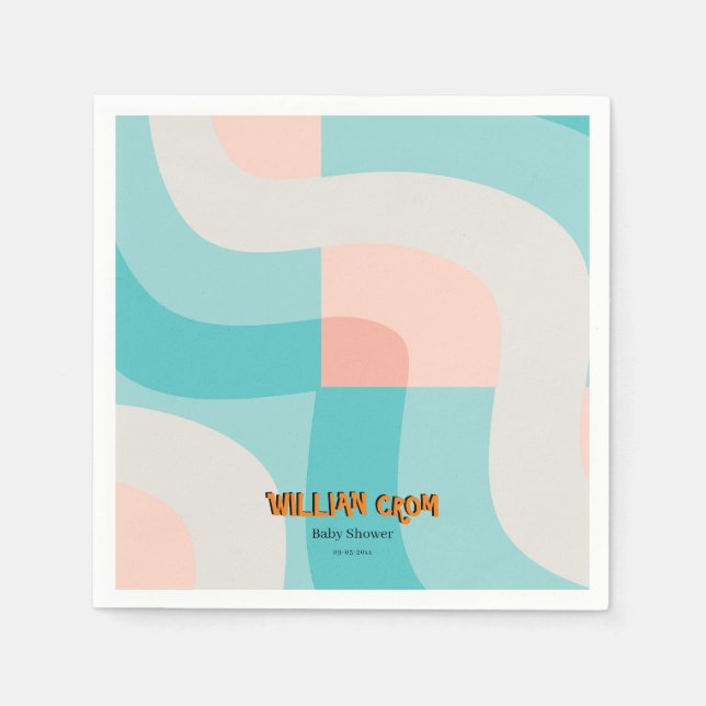 Servilleta De Papel Aquí viene la ola arcoiris del moderno Baby Shower (Anverso)