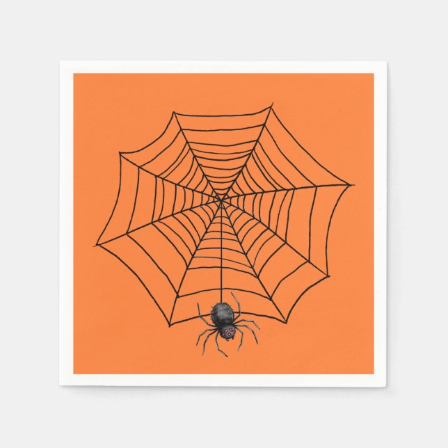Servilleta De Papel Araña de Halloween en telaraña (Anverso)