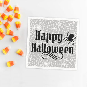 Servilleta De Papel Araña de telaraña gris vintage Feliz Halloween