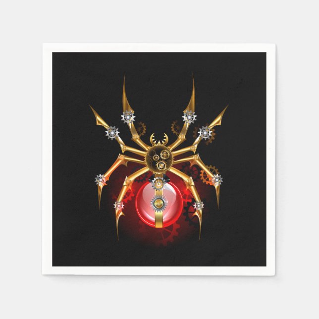 Servilleta De Papel Araña de vapor sobre negro (Anverso)