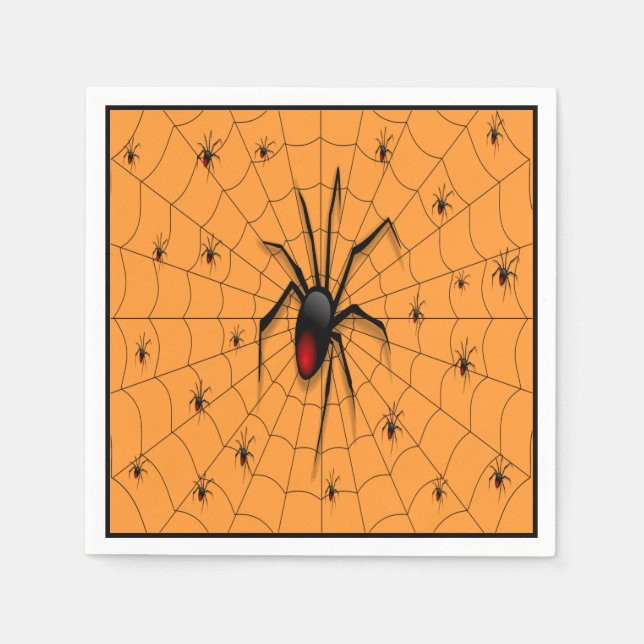Servilleta De Papel Araña de viuda negra y bebés - (Anverso)