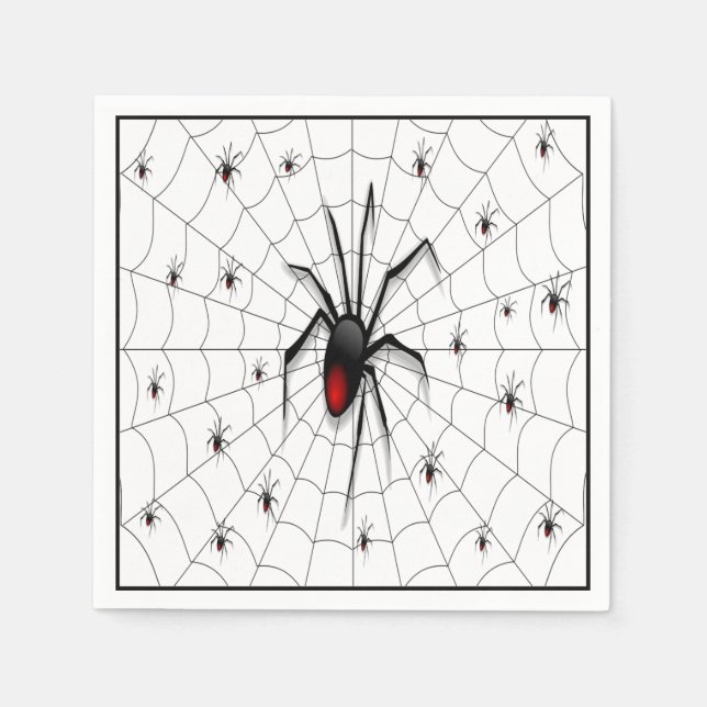 Servilleta De Papel Araña de viuda negra y bebés - (Anverso)