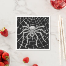 Araña vintage tejiendo telaraña