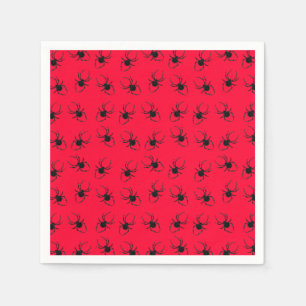Servilleta De Papel Arañas Negras Sobre Rojo