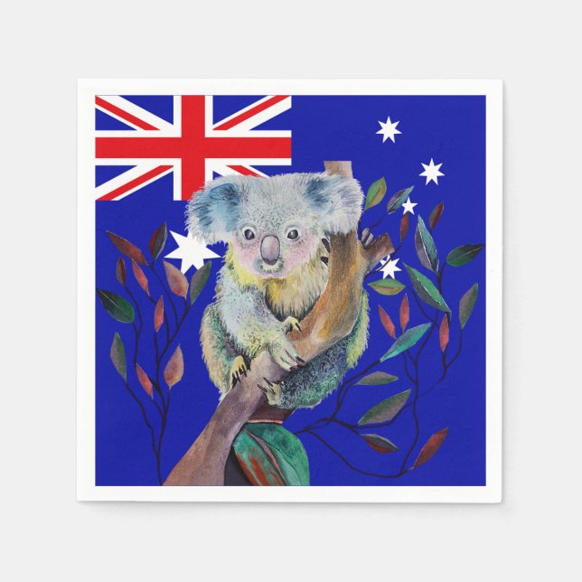 Servilleta De Papel Árbol acuático de Koala bandera australiana (Anverso)