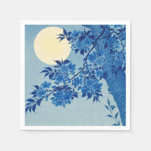 Servilleta De Papel Árbol azul bajo la luz de la luna: Noche de flor d