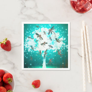 Servilleta De Papel Árbol brillante de libélula