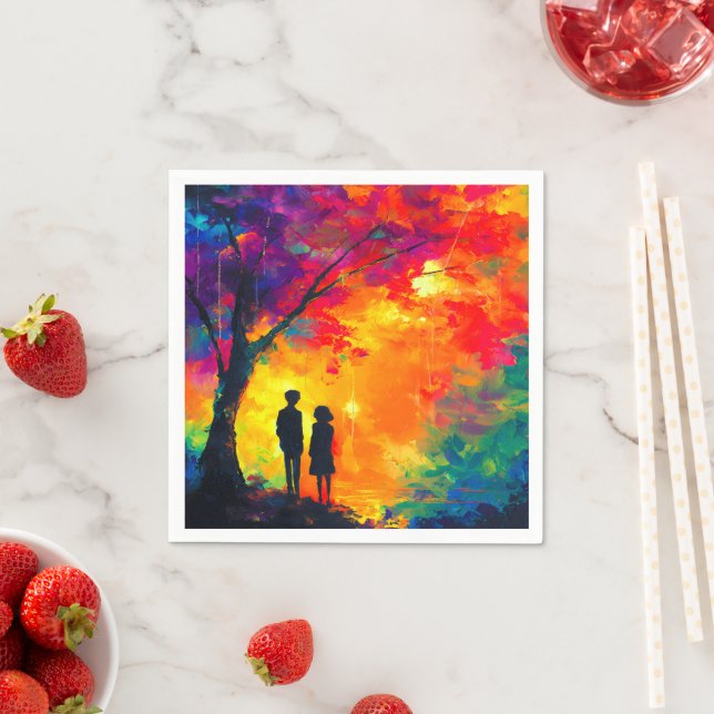Servilleta De Papel Árbol de amor colorido (In situ)
