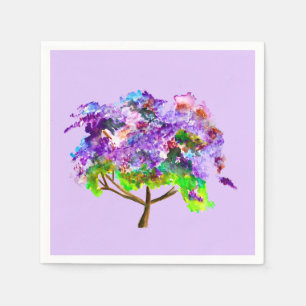 Servilleta De Papel Arbol de jacarandá morado acuarela arte fino