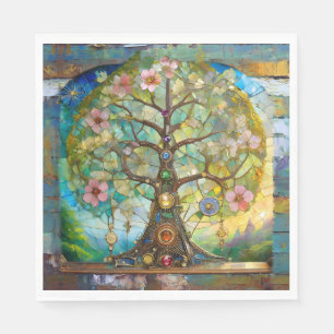 Servilleta De Papel Árbol de la Vida Florido de 7 Chakras