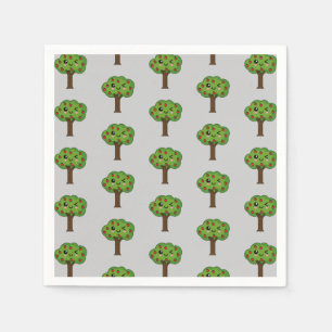 Servilleta De Papel Árbol de Manzana Feliz y Guiñando Kawaii