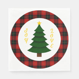 Servilleta De Papel Árbol de Navidad a cuadros personalizado Joy-Love