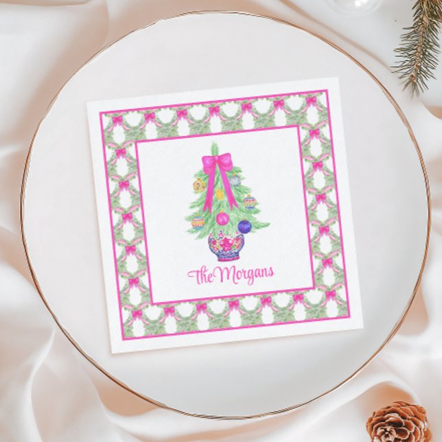 Servilleta De Papel Árbol de Navidad acuarela de barro rosado caliente (Subido por el creador)