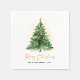 Servilleta De Papel Árbol de Navidad acuarela moderna no foto