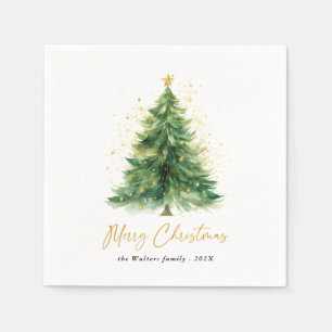 Servilleta De Papel Árbol de Navidad acuarela moderna no foto
