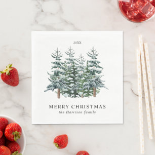 Servilleta De Papel Árbol de Navidad acuarela moderna no foto