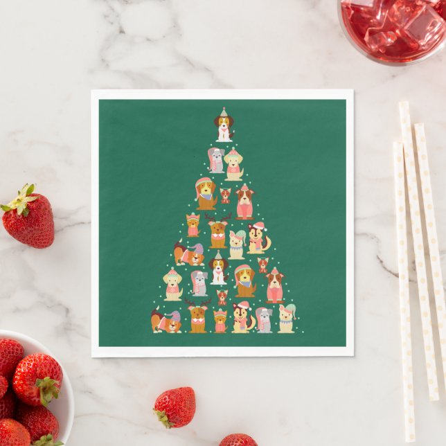 Servilleta De Papel Árbol de Navidad Adorable Perro (In situ)