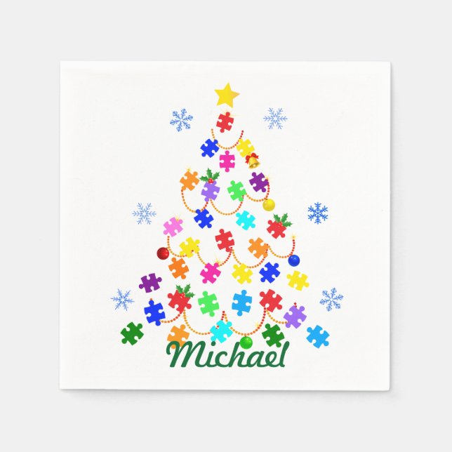 Servilleta De Papel Árbol de Navidad autista (Anverso)