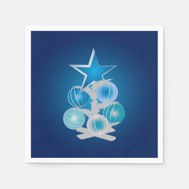 Servilleta De Papel Árbol de Navidad azul (Anverso)