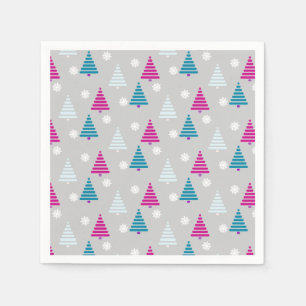 Servilleta De Papel Árbol de Navidad azul rosa simple