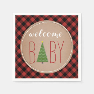 Servilleta De Papel Árbol de navidad Baby Shower - tela escocesa