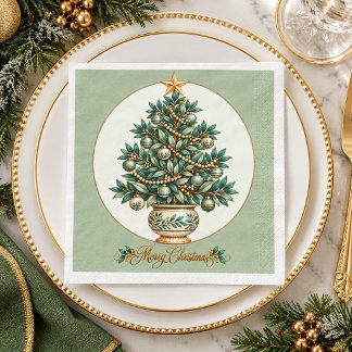 Servilleta De Papel Árbol de Navidad Botánico Elegante Navidad
