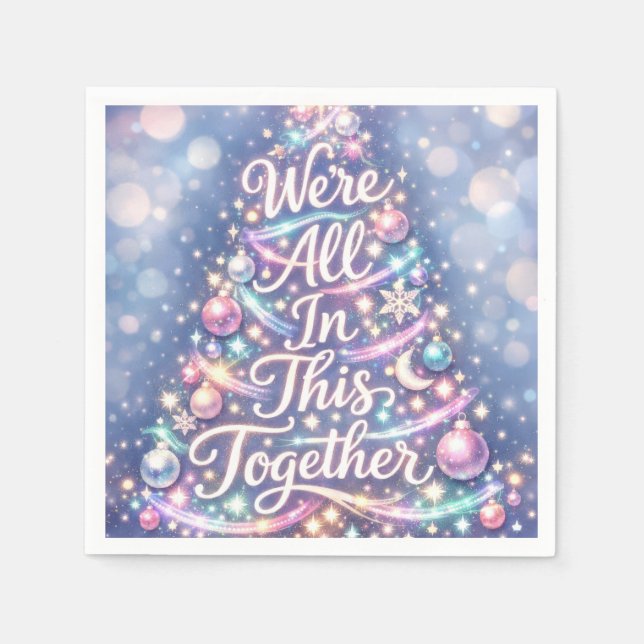 Servilleta De Papel Árbol de Navidad Brillante con Texto (Anverso)
